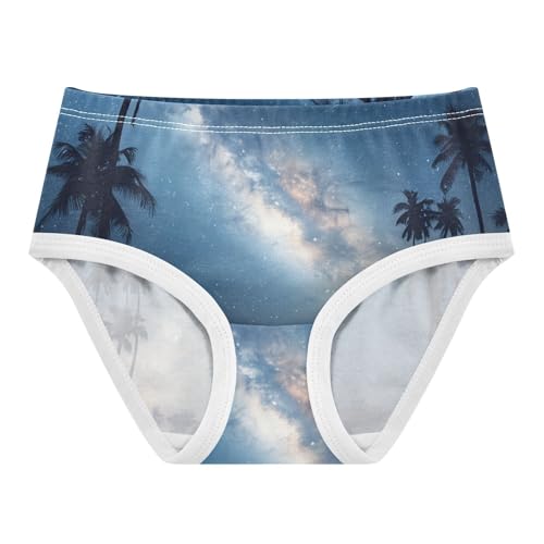 Palm Trees Starry Sky Panties for Girl Toddler Underwear Floral Cotton Cartoon Kids Briefs Undies 2t