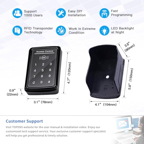 image for TOPENS TC175P Touch Panel Wired Keypad, Universal Keyless Entry Keypad