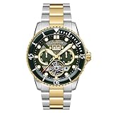 Thomas Earnshaw Men's 43mm Duncan Grand Date Open Heart Automatic Two Tone Green Watch with Solid Stainless Steel Bracelet ES-8174-CC
