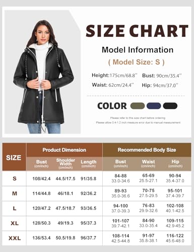 Vancavoo Wintermantel Damen Winterjacke Warm Gefüttert Wasserdicht Atmungsaktiv Regenmantel Übergangsjacke Winter Windbreaker Jacke Mantel Outdoorjacke mit Kapuze,Schwarz,M