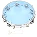 Adults Tambourine 10 inch Double Row Metal Jingles Hand Held Musical Educational Drum Instrument for Party Games(blue)