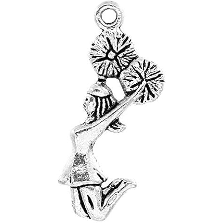 Amazon Com Jgfinds Cheerleading Charms Cheerleader With Pom Poms 50 Pieces 28mm Length With A 1 7mm Hole Silver Tone 50 Pc Cheerleader For Diy Cheerleader Gifts Arts Crafts Sewing