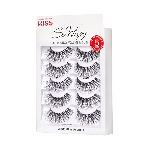 Cílios postiços KISS So Wispy #01, pacote com 5 pares