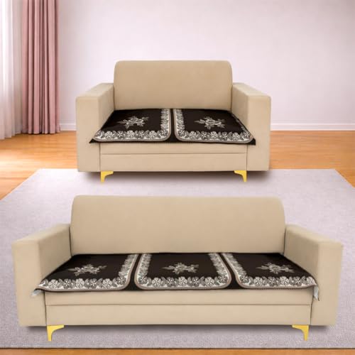 Image of Homerz Premium 'Luxe Series' Sofa Cover | Holland Velvet Fabric | Smooth Finish | Anti-Slip Fleece Backing Couch Protector (Royal, 5 (3+2) Seater, Only Seat Cover)