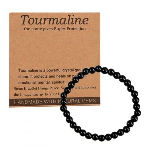 Image of Elovara 6mm Black Tourmaline Beaded Bracelet Natural Stretch Crystal Brace