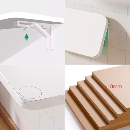 Table murale rabattable en bois de qualité, bureau flottant vert 120 cm - 5