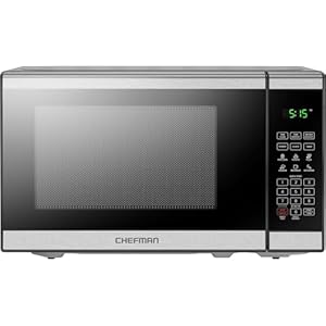Chefman 20L 800W Microwave Oven, 6 Presets, 10 Power Levels, Eco Mode, Memory, Mute Function, Child Safety Lock, Easy Clean, Stainless Steel