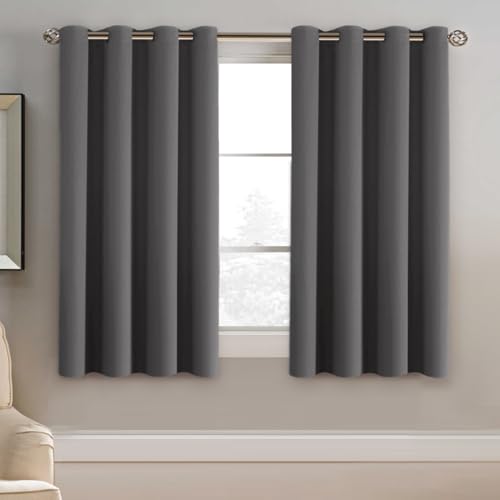 Image of H.VERSAILTEX Blackout Curtain for Living Room Thermal Insulated Window Treatment Curtain 54 inch Length Energy Saving Solid Grommet Top Blackout Drape, One Panel, Charcoal Gray, 52 inch W x 54 inch L