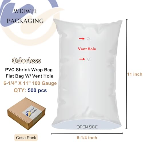 Image of Weiwei - Heat Shrink Wrap Bags 6 1 /4 X 11 Inch 500 PCS, Odorless PVC Shrink Wrap Bags for Packaging for Merchandise, DVD Case, Gift Wrapping, Shoes, Homemade DIY Projects