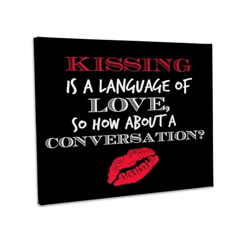 3dRose, Kissing is a language for love so how about conversation. True saying., Museum Grade Canvas Wrap 10x8