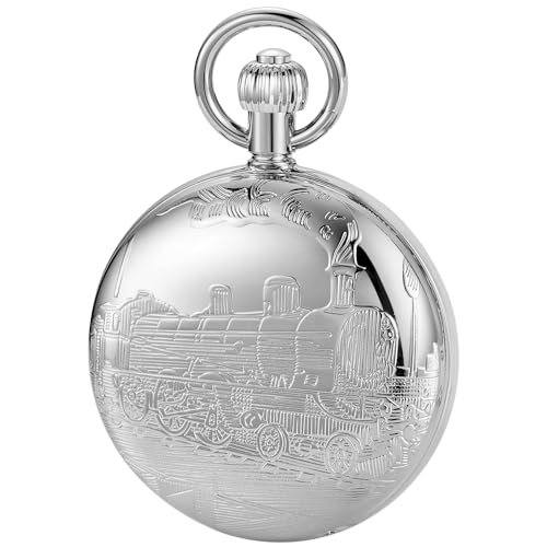 Image of Vintage Copper Train London Design Hand Winding Mechanical Pocket Watch Mens Watches