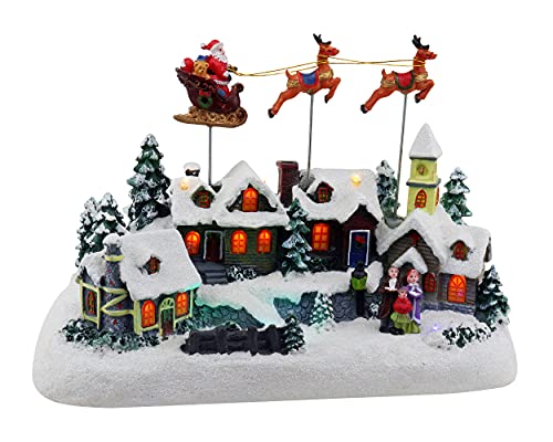 Animated santa & reindeer sleigh christmas village …