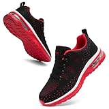  NUTTOPL Zapatillas Deporte Mujer Zapatillas de Running Ligero y Transpirables Zapatillas Deportivas Casual Correr Tenis Gimnasio Sneakers Negro Rojo 38 EU