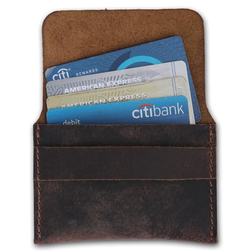 Distressed Leather Business Card Holder, Slim Credit Card Wallet for Men and Women, Vintage Brown Leather, Compact, Minimalist Card Organizer for Pocket or Purse, Stylish, Durable Card Case4