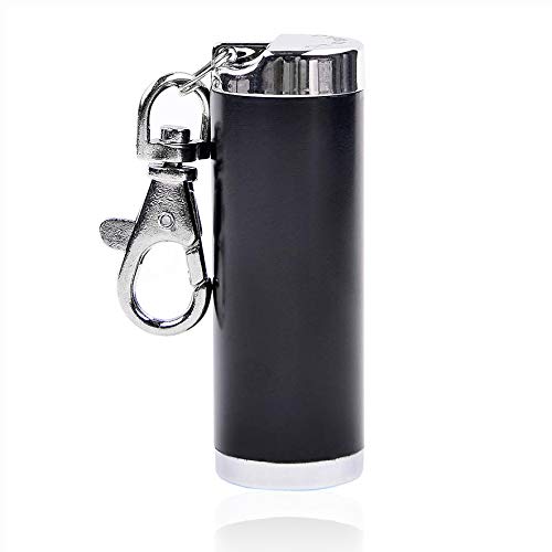 LHKJ Cylindrical Mini Ashtray, Mini Odorless Pocket Ashtray Travel Ashtray for Outdoor-Cylindrical, Zinc Alloy, Black