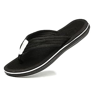 DABEIGOUZTUOXN MENS SLISTERS Mode Sky Flops Mannen Buiten Bad Slippers Mannelijke Stripe Flat Antislip Schoenen (Color : BLACK, Shoe Size : 9.5)