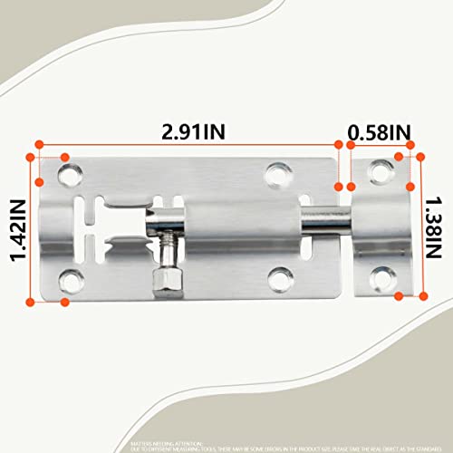 Sanato Slide Barrel Bolt Latch 3 Inches Sliding Latch Lock, Stainless Steel Sliding Lock For Door Security (8 Pack) (3 Inches) #TOP1