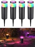 LEONLITE RGB Low Voltage Path Lighting, 4.5W LED Landscape Bollard Pathway Light, Landscape Lights Outdoor for Yard, 7 Color Change, Die-Cast Aluminum IP65 Waterproof, Pack of 4
