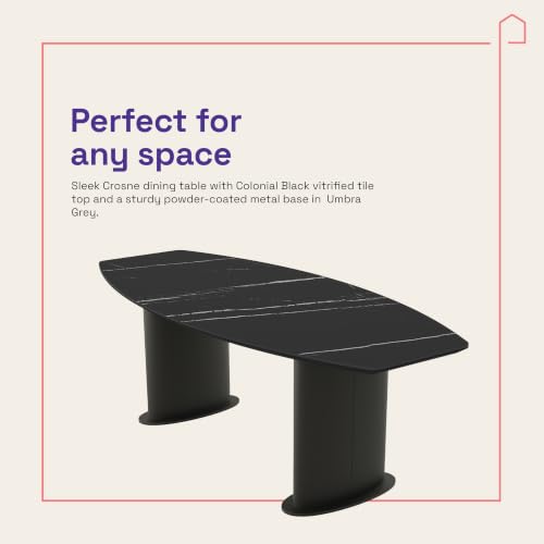 Image of Wakefit Crosne Dining Table - Colonial Black - 6 Seater I Marble Finish I Vitrified Tile Top I Colonial Black