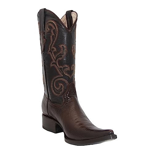 Men’s Leather Snip Toe Armadillo Lizard Print Cowboy Boots