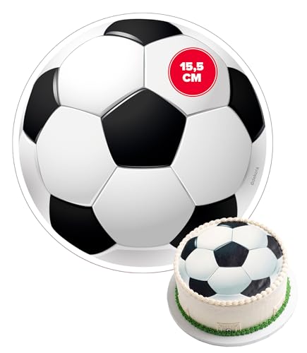 dekora - Décoration pour Gâteau d'Anniversaire d'Enfants - Disque Comestible Sans Sucre Ballon de Football | Diamètre 15,5 cm