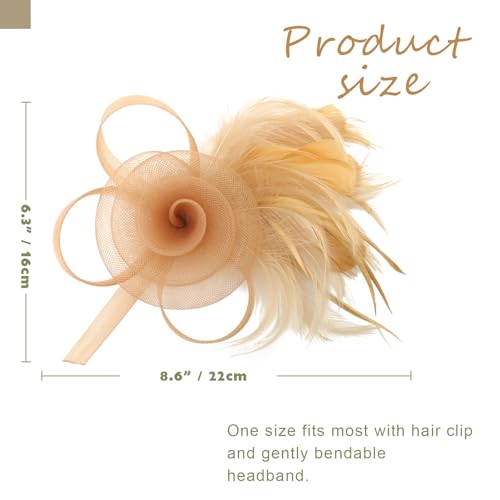 Image of DRESHOW Fascinators Hats for Women Tea Party Fascinator Hats Vintage 50s Headwear Cocktail Wedding Church Derby Hat