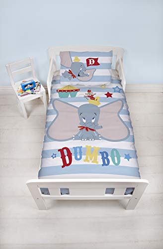 Housse de couette Dumbo pour lit d'enfant à rayures bleues
