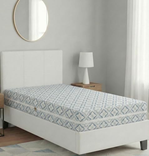 Image of HOMEKART Premium Cotton 220TC 72 x 78 x 8 Single Size Mattress Cover Protector with Zip /Chain|Provides All Around Protection - 1 pc (72 x 78 x 8) (Grey & Blue)