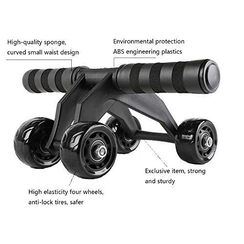 Rolo abdominal, roda abdominal de quatro rodas estilo sapo, rolo esportivo abdominal, com joelheiras