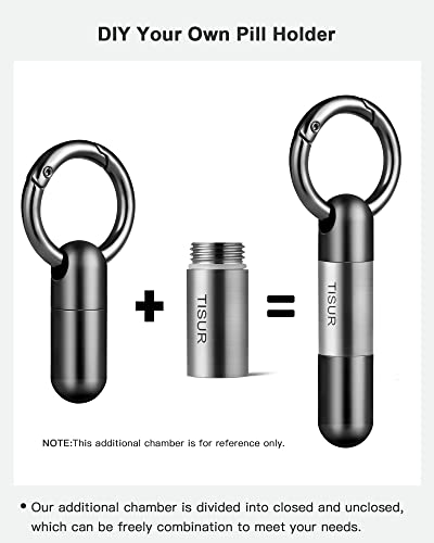 Image of TISUR Small Titanium Keychain Pill Holder, Pocket Pill Case for Travel | Waterproof Pill Fob,Portable Pill Box Container,Purse Pill Organizer Tube