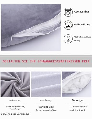 AS AWESLING Schwangerschaftskissen, U-förmiges Ganzkörperkissen, Stillkissen, Stützkissen und...