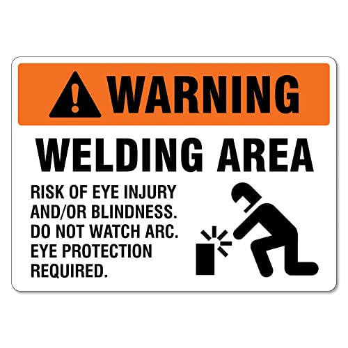 Welding Sign - Warning Welding Area Metal Tin Sign 8x12 Inches