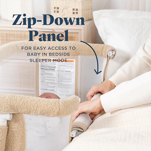 Image of Baby Delight Beside Me Dreamer Bassinet | Bedside Sleeper | 8-Position Height Adjustment | Tan Sherpa