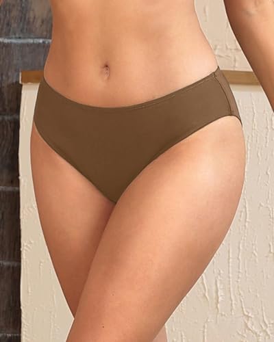 Image of Zmart Women Full Coverage Bikini Bottoms - Mid Rise Bathing Suit Swim Bottom Swimsuit Swimwear
