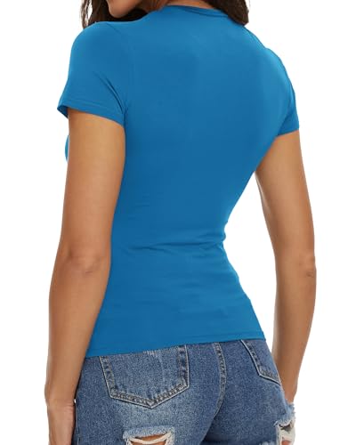 Image of Womens Basic Tees Summer Short Sleeve Shirts Slim Fit Tight T Shirt Going Out Tops Trendy 2026