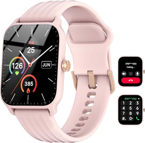 IOWODO Smartwatch,1.85' Reloj Inteligente Mujer con Llamadas Bluetooth Whatsapp Mensajes Notificación Alexa SpO2 Pulsómetro Sueño Podómetro Calorías,100 Modos Deportivos para iOS Android