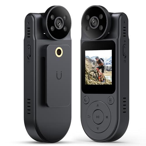 1080P Mini Body Camera Hands Free Wearable Small Body Vlogging POV Cameras 180° Rotating Lens Loop Filming Night Vision Security Pocket Sport Video Camcorder for Indoor Outdoor with 32GB SD Card