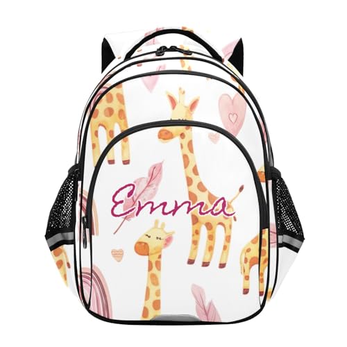 Sac à dos pour enfants de 6 à 12 ans blanc à motif girafes, cartable scolaire fille garçon 17 pouces