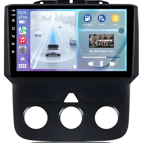 Car Radio for Dodge Ram 2013-2018 1500 2500 3500: [8Core 4+32G] 9 Inch Touch Screen Stereo Replacement with Wireless CarPlay Android Auto 5G WiFi GPS BT FM DSP SWC (Only fit Manual AC) Cover
