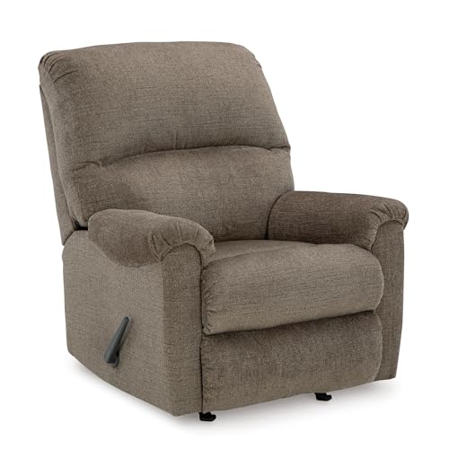 Image of Signature Design by Ashley Stonemeade Rocker Recliner Chair, Manual Pull Motion, Polyester Chenille Upholstery, Cozy Seating for Living Rooms, 33 W, Nutmeg Brown