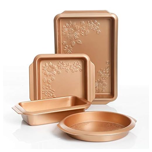 Gibson Country Kitchen 4 pc Embossed Nonstick Bakeware Set, 4-Piece, Copper