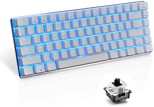 Image of LexonElec Wired Gaming Keyboard AK33 Blue LED Backlit 82 Keys USB Mechanical Pro Gamer Keypad for Office Typists Playing Games (Black Switch,White)