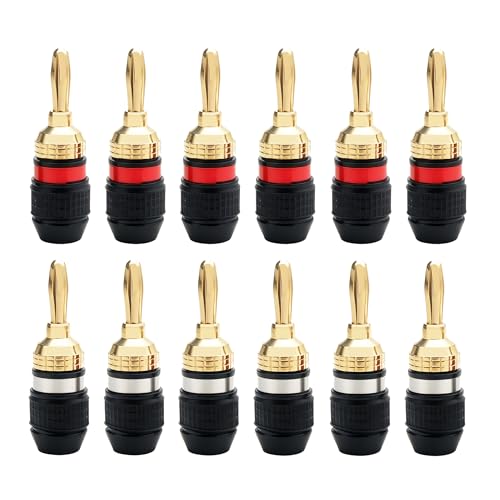 Conector Banana de Altavoz con Baño de Oro 24K, 6 Pares