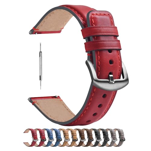 Image of Fullmosa Quick Release Premium Leather Watch Strap | 24 /22 /21 /20 /19 /18mm,Burnished Leather Watch Band Compatible with Samsung Amazfit Fossil Replacement Belt for Men and Women