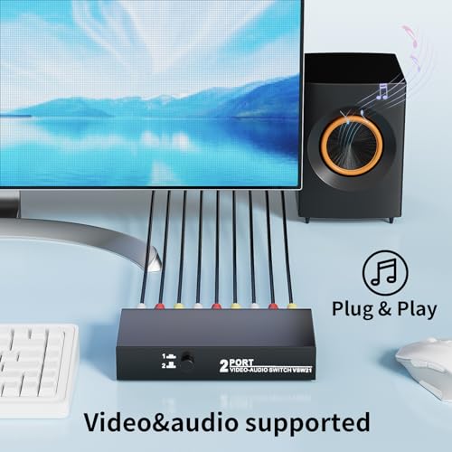 Image of BolAAzuL RCA Switch 2 in 1 Out Composite Video L /R Audio Switcher Selector