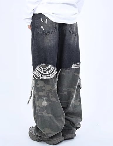 Y2k Camo Jeans Men Wide Leg Denim Pants Graphic Ripped Baggy Jeans Streetwear Women4