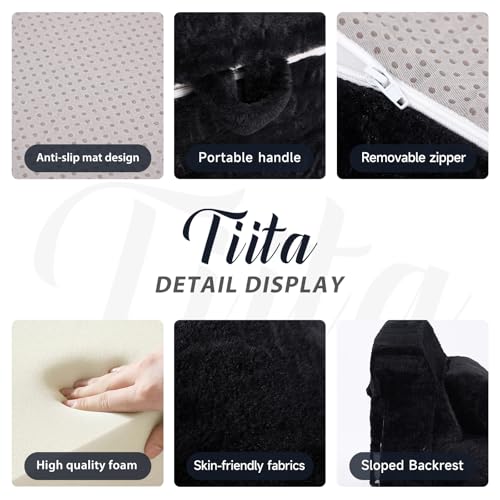 Image of Tiita Convertible Folding Kids Sofa Bed with Pillow & Storage Bag, Plush Fabric Floor Mattress Couch Bed, Washable Cover, Kids Room, Playroom, Dorm, Apartment, Black