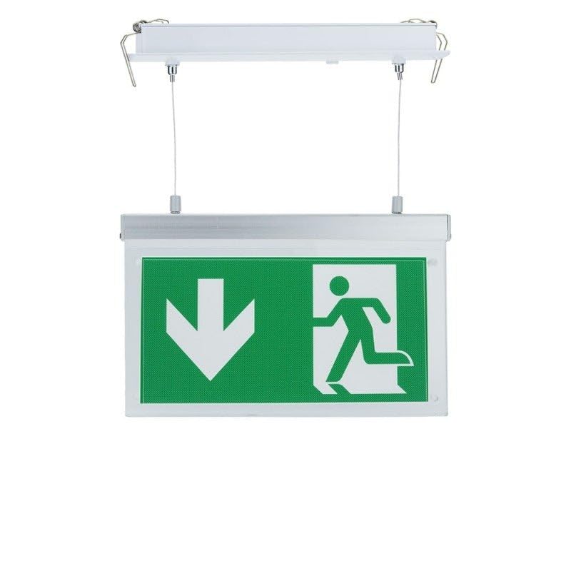 SILAMP - Luz de emergencia LED suspendida para empotrar 2 W, 3 horas, batería con pictogramas, color blanco frío, 6000 K, 8000 K,