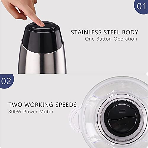 Homeleader Electric Food Chopper, 300W Stainless Steel Blade, Food Processor with 2L Glass Bowl, 2S Fast Shredding for Meat, Vegetables, Fruits and Nuts, Dishwasher Safe, Quiet Motor with 4 Blades - Thumbnail 6