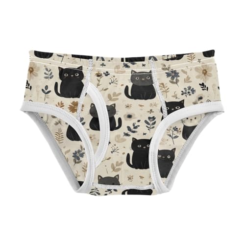 Wusikd Cute Black Cats Flowers Boys' Underwear Cotton Boys Briefs Soft Toddler Underwear 2T